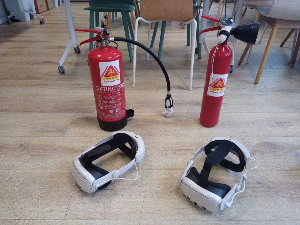 Formation incendie en réalité augmentée : casques et extincteurs connectés TRINACRE Formations