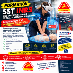 TRINACRE Formations : formation SST INRS enrichie par la réalité virtuelle et augmentée, dans vos locaux, certifiée Qualiopi, prise en charge OPCO possible